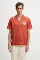 Odzież Drôle de Monsieur Chemise Brodée Danseurs koszula z lyocellu męska K.SH228.CLY001.BR pomarańczowy