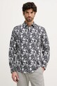 Joop! koszula bawełniana wzorzyste granatowy 30101545