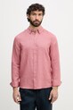 Mos Mosh koszula męska lniana Theo różowy 500970