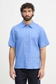 Mos Mosh koszula męska lniana Theo niebieski 509600