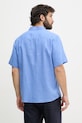 Odzież Mos Mosh koszula męska lniana Theo 509600 niebieski