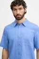 Mos Mosh koszula męska lniana Theo niebieski 509600