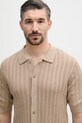 Mos Mosh koszula męska z bawełną Dario beżowy 510130