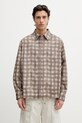 Axel Arigato Distort Gingham Shirt koszula bawełniana męska brązowy A3876003