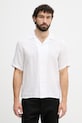 United Colors of Benetton košulja za muškarce od lana bijela 5BKUUQ06S