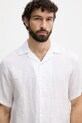 United Colors of Benetton košulja za muškarce od lana bijela 5BKUUQ06S