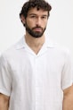 United Colors of Benetton košulja za muškarce od lana bijela 5BKUUQ06S