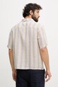 Ρούχα United Colors of Benetton Πουκάμισο ανδρικό λινό 5BKUUQ06S μωβ