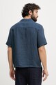 Ρούχα United Colors of Benetton Πουκάμισο ανδρικό λινό 5BKUUQ06S σκούρο μπλε