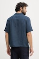Ρούχα United Colors of Benetton Πουκάμισο ανδρικό λινό 5BKUUQ06S σκούρο μπλε
