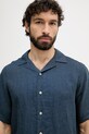 United Colors of Benetton Πουκάμισο ανδρικό λινό σκούρο μπλε 5BKUUQ06S