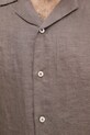 United Colors of Benetton košile pánská lněná hnědá 5BKUUQ06S