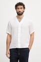 United Colors of Benetton риза мъжка от лен бял 5BKUUQ06X