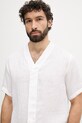United Colors of Benetton риза мъжка от лен бял 5BKUUQ06X
