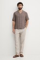 United Colors of Benetton košile pánská lněná 5BKUUQ06X hnědá SS26