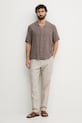 United Colors of Benetton košile pánská lněná 5BKUUQ06X hnědá SS26