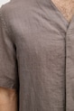 United Colors of Benetton košile pánská lněná 5BKUUQ06X hnědá