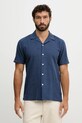 Lindbergh koszula z dodatkiem lnu regular granatowy 30.203319