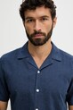Lindbergh koszula z dodatkiem lnu granatowy 30.203319