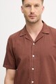 Lindbergh koszula z dodatkiem lnu brązowy 30.203319