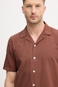 Lindbergh koszula z dodatkiem lnu brązowy 30.203319