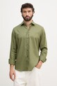Karl Lagerfeld košile pánská se lnem zelená 562791.605084