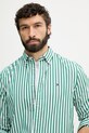 Tommy Hilfiger košeľa pánska bavlnená zelená MW0MW42440