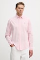 Košeľa s prímesou ľanu U.S. Polo Assn. LINEN BLEND LS jednofarebný ružová MUP3248
