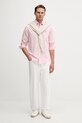 Košeľa s prímesou ľanu U.S. Polo Assn. LINEN BLEND LS MUP3248 ružová SS26