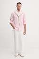 Košeľa s prímesou ľanu U.S. Polo Assn. LINEN BLEND LS MUP3248 ružová SS26