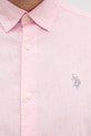 Košeľa s prímesou ľanu U.S. Polo Assn. LINEN BLEND LS MUP3248 ružová