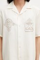 Maison Kitsuné Parisian Monuments Resort Men's lyocell shirt beige QM00403WC5095