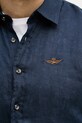 Aeronautica Militare koszula lniana CA1321UCT03089 granatowy