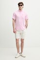 Tommy Hilfiger košeľa pánska bavlnená s elastanom MW0MW42285 ružová SS26