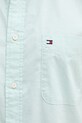 Tommy Hilfiger košile pánská bavlněná s elastanem MW0MW42285 tyrkysová