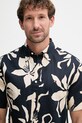 Tommy Hilfiger košeľa pánska s ľanom tmavomodrá MW0MW42447