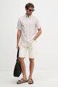 Tommy Hilfiger pánska košeľa s ľanom MW0MW42449 béžová SS26
