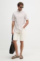 Tommy Hilfiger pánska košeľa s ľanom MW0MW42449 béžová SS26