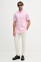 Tommy Hilfiger košile pánská se lnem MW0MW42450 růžová SS26