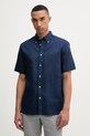 Tommy Hilfiger košile pánská se lnem námořnická modř MW0MW42450