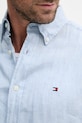 Tommy Hilfiger košile pánská lněná MW0MW41531 modrá
