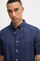 Tommy Hilfiger košile pánská lněná námořnická modř MW0MW41531