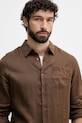 Guess πουκάμισο Ανδρικό λινό καφέ M6GH59.W1827