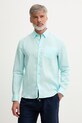 Vilebrequin koszula męska lniana turkusowy CRSE3U01
