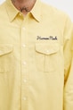 Human Made košeľa s prímesou ľanu pánska žltá HM31SH001