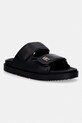 Tommy Hilfiger klapki damskie skórzane DOUBLE STRAP LEATHER SANDAL czarny FW0FW09121