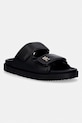 Tommy Hilfiger klapki damskie skórzane DOUBLE STRAP LEATHER SANDAL czarny FW0FW09121