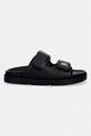 Tommy Hilfiger klapki damskie skórzane DOUBLE STRAP LEATHER SANDAL FW0FW09121 czarny SS26