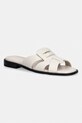 Tommy Hilfiger чехли дамски от кожа COIN LEATHER SANDAL бежов FW0FW09126