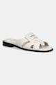 Tommy Hilfiger чехли дамски от кожа COIN LEATHER SANDAL бежов FW0FW09126